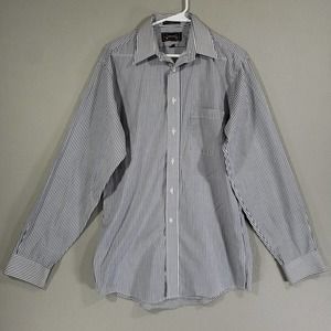 Arrow Shirt Mens 15.5 34 Blue Stripe Long Sleeve Button Up Lightweight Cotton...